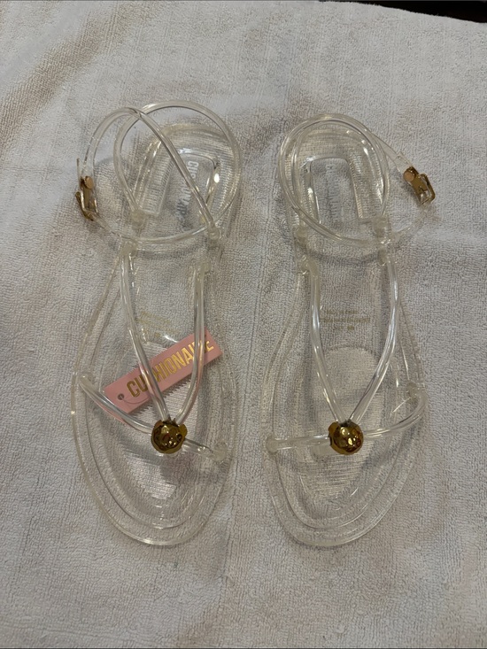 Cushionaire Shoes - Clear and gold jelly sandals